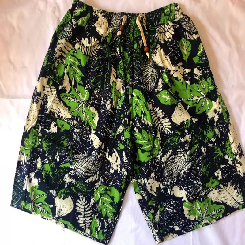 Men's Elephant Print Beach Shorts Black Large — feature 44
