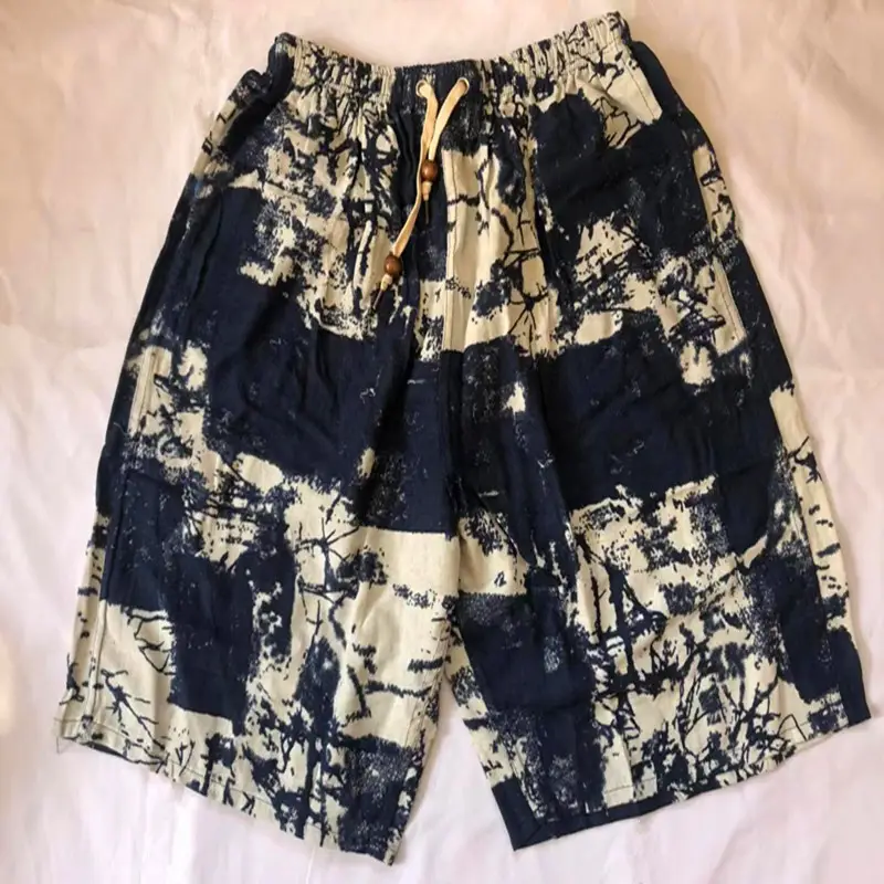 Men's Elephant Print Beach Shorts Black Large — feature 45