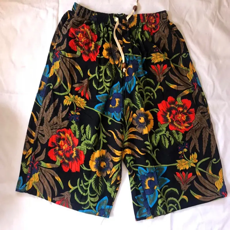 Men's Elephant Print Beach Shorts Black Large — feature 46