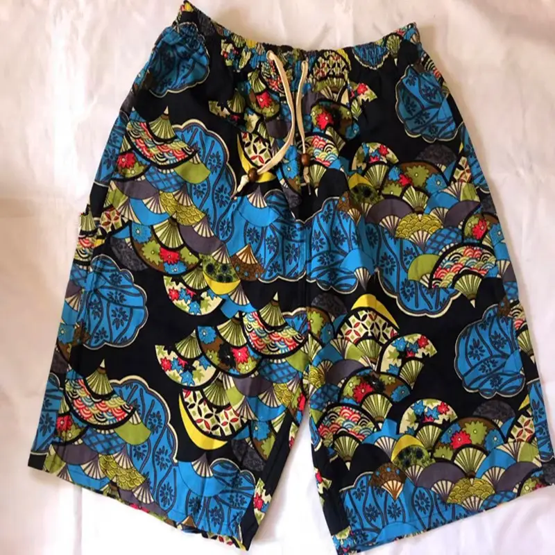 Men's Elephant Print Beach Shorts Black Large — feature 47