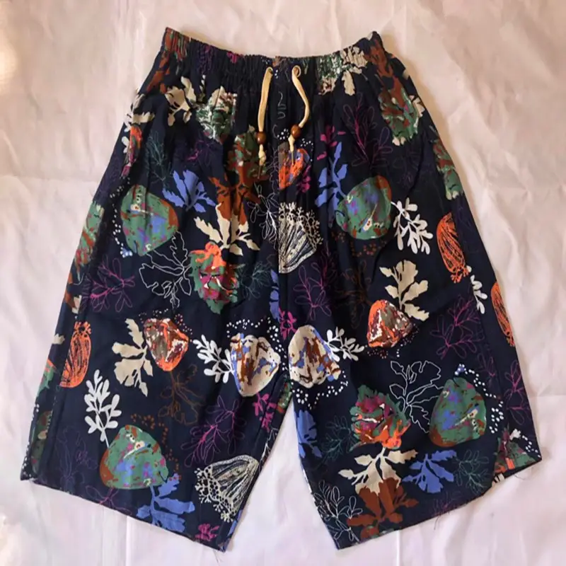 Men's Elephant Print Beach Shorts Black Large — feature 48