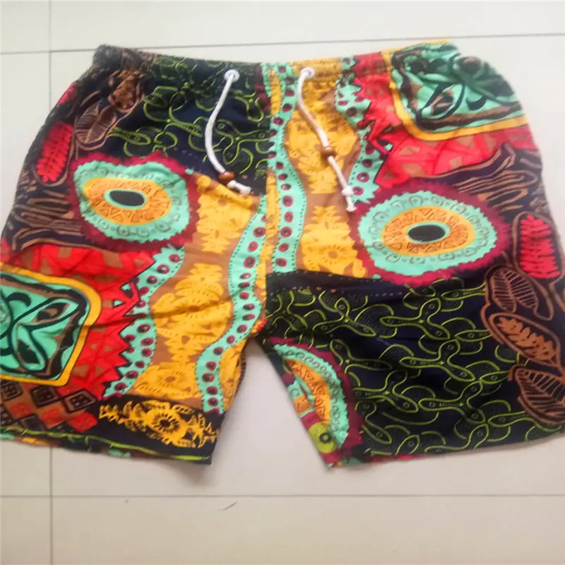 Men's Elephant Print Beach Shorts Black Large — feature 51