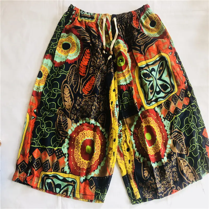 Men's Elephant Print Beach Shorts Black Large — feature 52