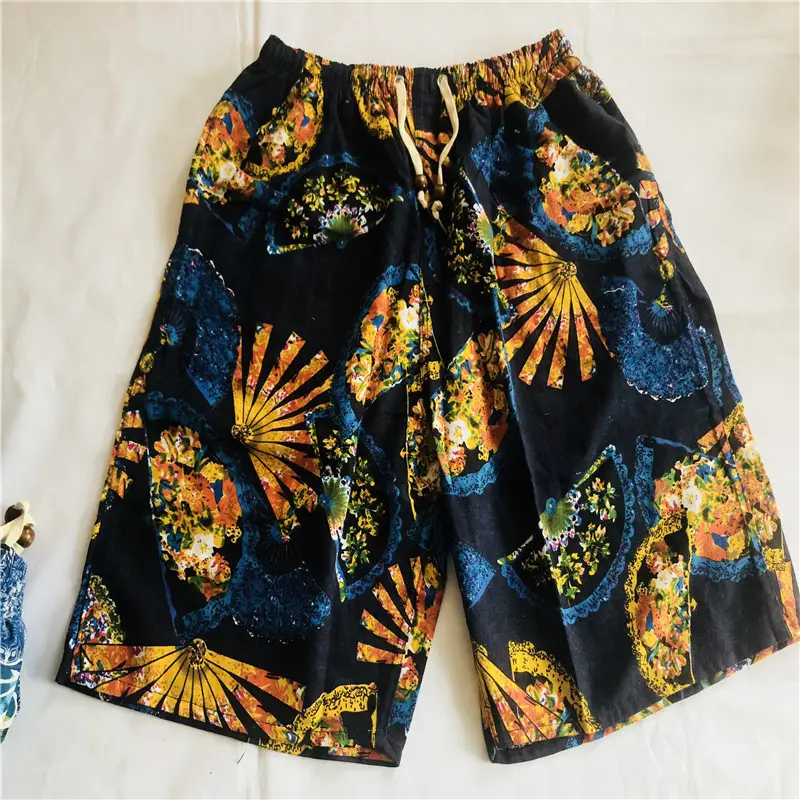 Men's Elephant Print Beach Shorts Black Large — feature 53