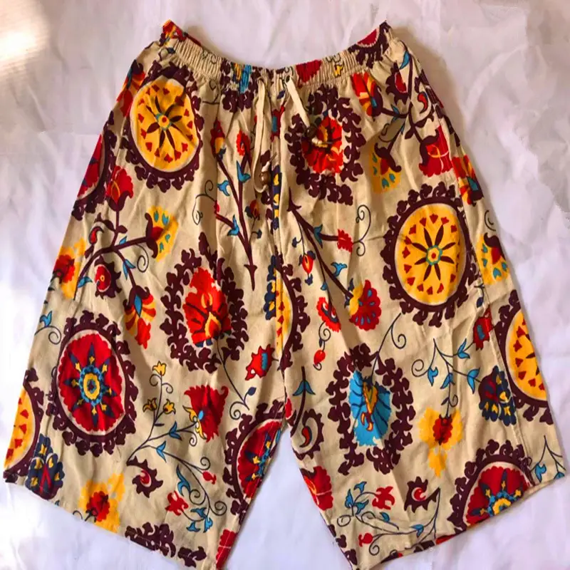 Men's Elephant Print Beach Shorts Black Large — feature 54