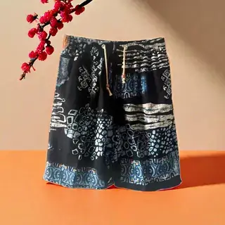 Men's Elephant Print Beach Shorts Black Large - Image 33