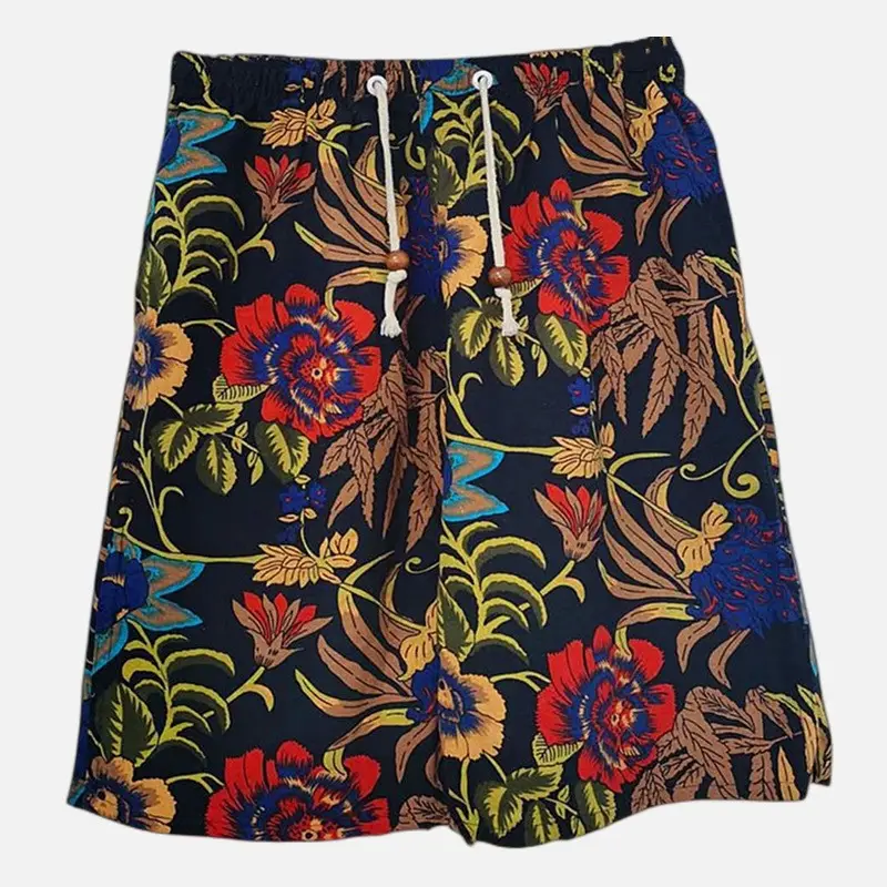 Men's Elephant Print Beach Shorts Black Large - Image 35