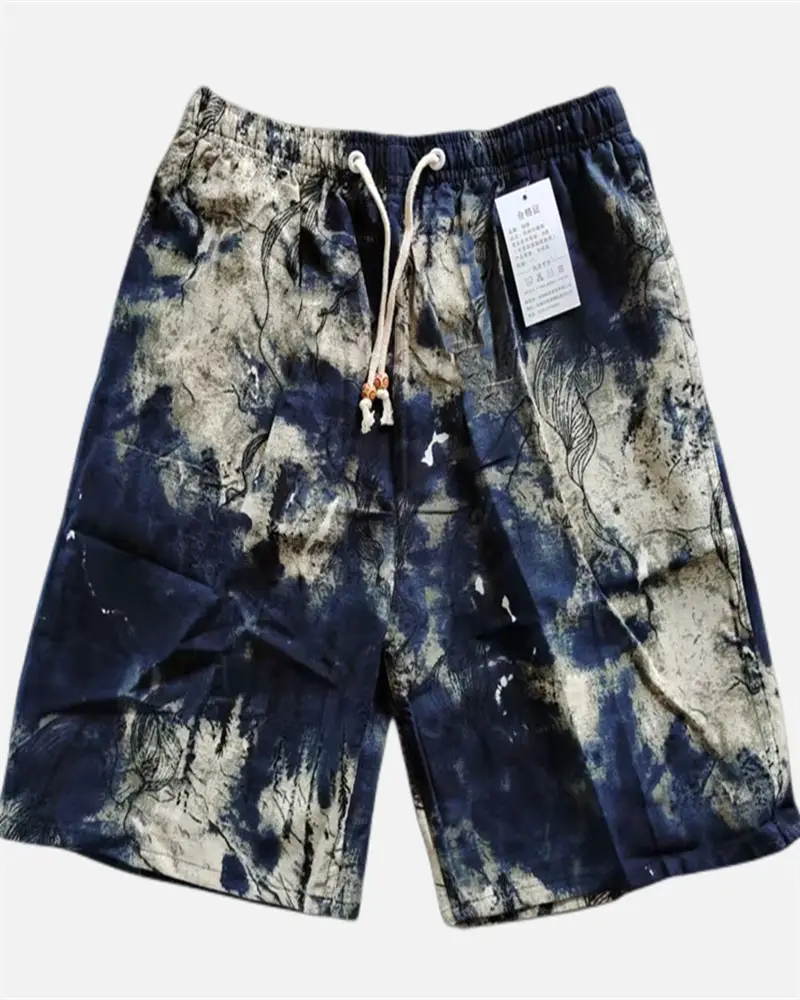 Men's Elephant Print Beach Shorts Black Large - Image 5