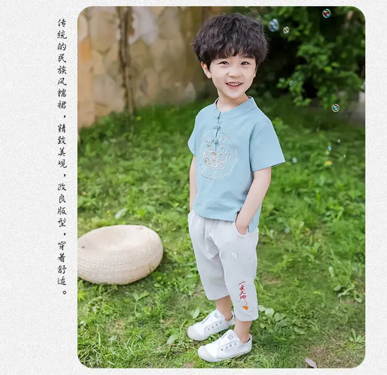 Children Hanfu Summer Suit Blue 2025 Tang Style — feature 14