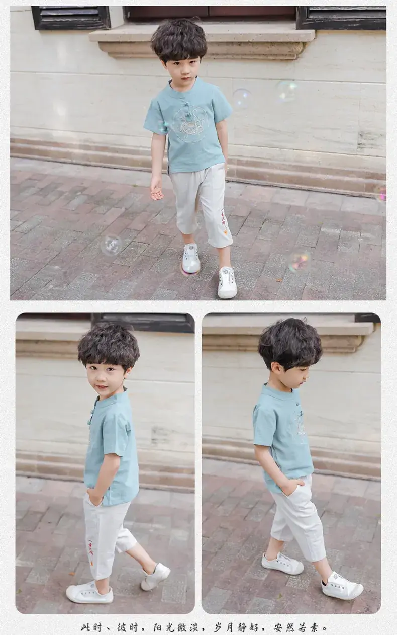 Children Hanfu Summer Suit Blue 2025 Tang Style — feature 15