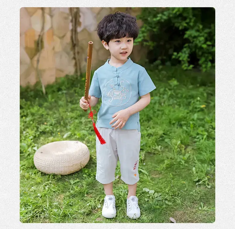 Children Hanfu Summer Suit Blue 2025 Tang Style — feature 17