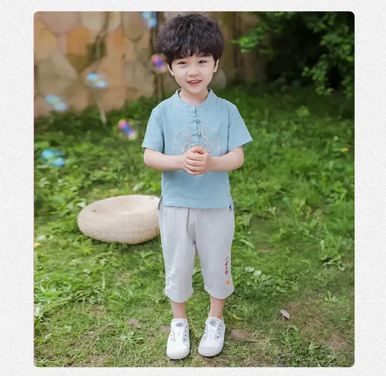 Children Hanfu Summer Suit Blue 2025 Tang Style — feature 19