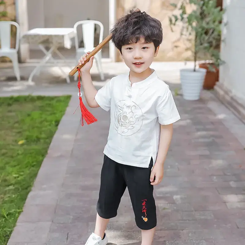 Children Hanfu Summer Suit Blue 2025 Tang Style - Image 2