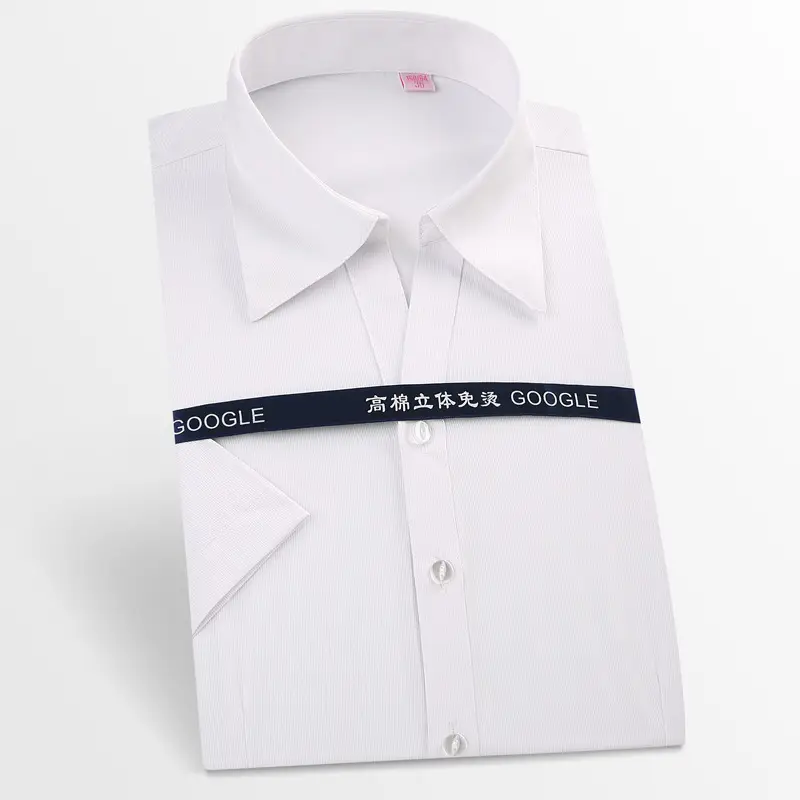 Women Slim Fit White Striped Office Shirt Short Sleeve - Image 11