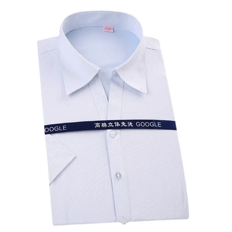 Women Slim Fit White Striped Office Shirt Short Sleeve - Image 15