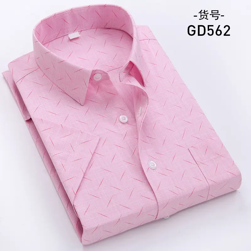 Men Korean Plaid Short Sleeve Shirt Grey - Image 7