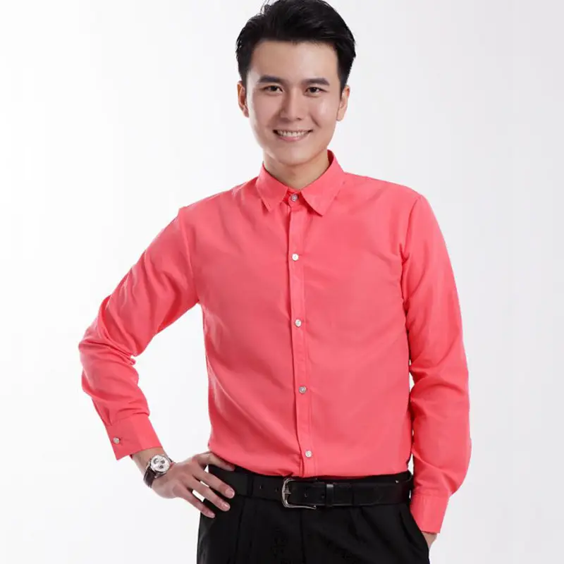 Men's Pink Solid Color Long Sleeve Studio Shirt 2023 - Image 22