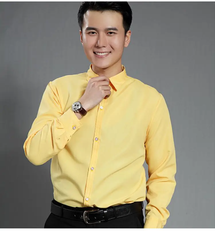 Men's Pink Solid Color Long Sleeve Studio Shirt 2023 — feature 13