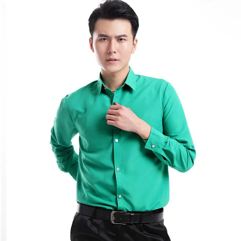 Men's Pink Solid Color Long Sleeve Studio Shirt 2023 - Image 12