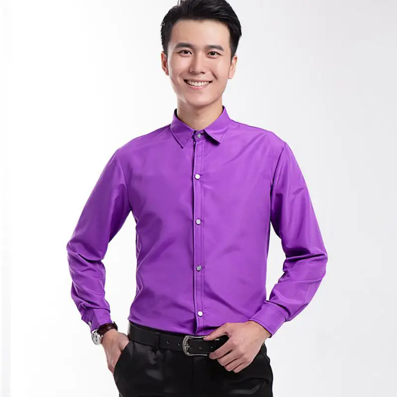 Men's Pink Solid Color Long Sleeve Studio Shirt 2023 - Image 14