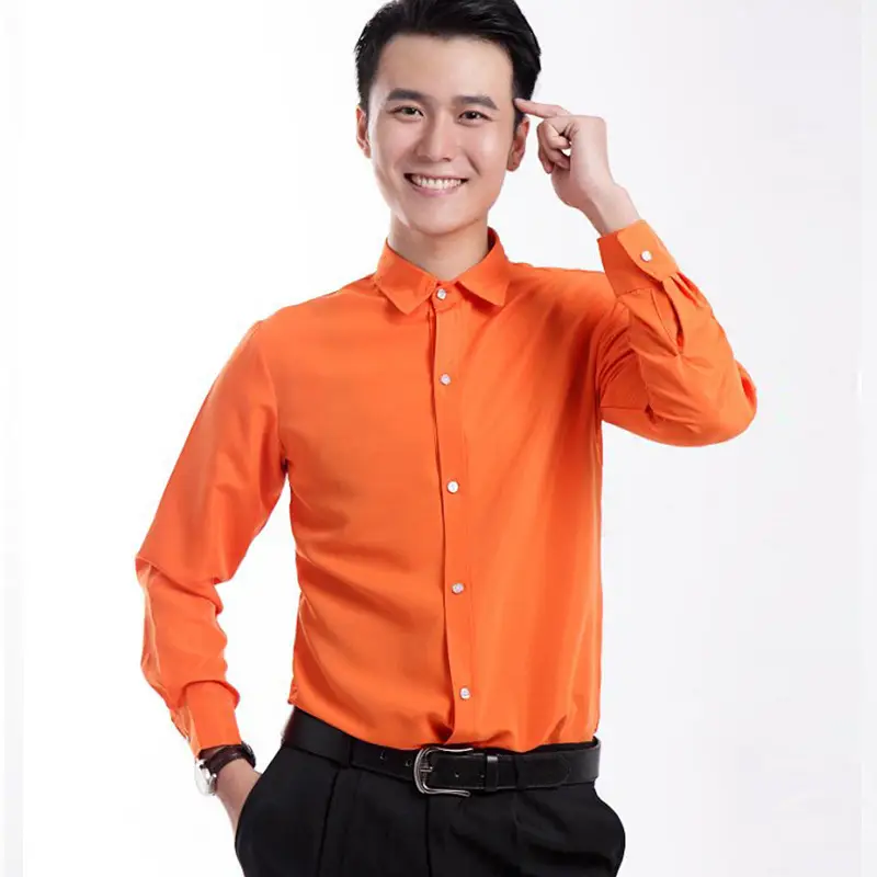 Men's Pink Solid Color Long Sleeve Studio Shirt 2023 - Image 18