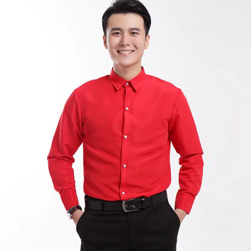 Men's Pink Solid Color Long Sleeve Studio Shirt 2023 - Image 3