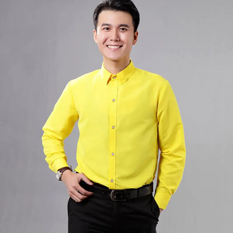 Men's Pink Solid Color Long Sleeve Studio Shirt 2023 - Image 4