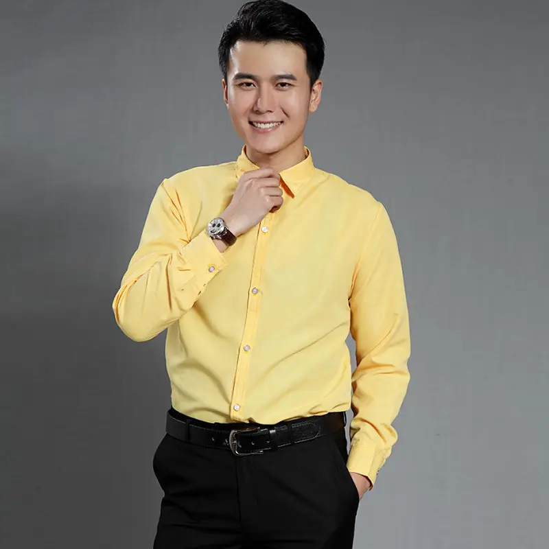 Men's Pink Solid Color Long Sleeve Studio Shirt 2023 - Image 7