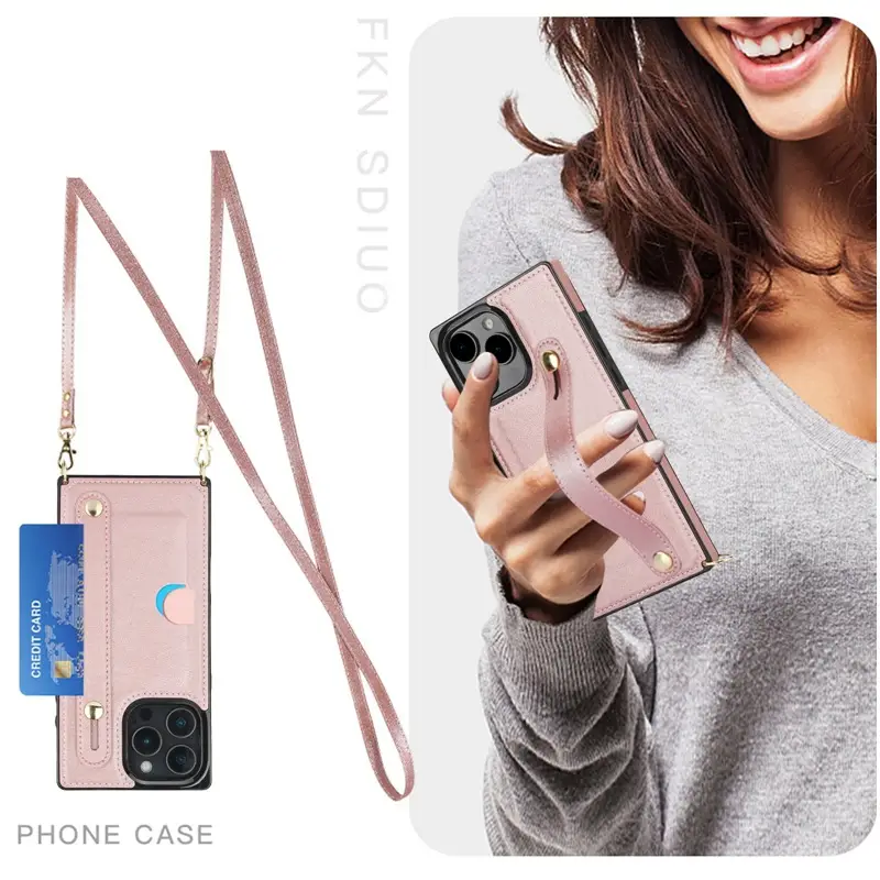 iPhone 16 Pro Max Crossbody Leather Case with Card Holder - Image 8