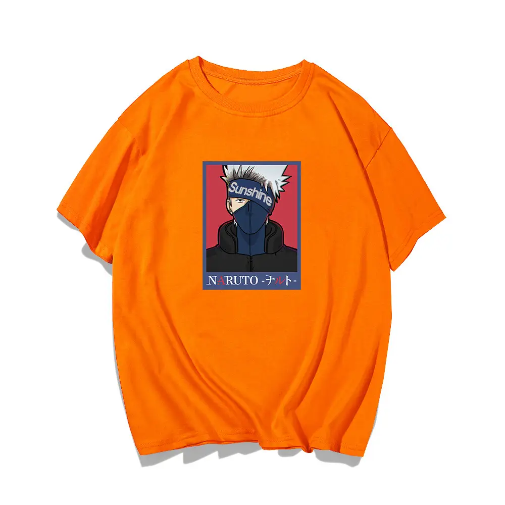 Naruto Graphic T-Shirt Light Blue Red Men Women Summer