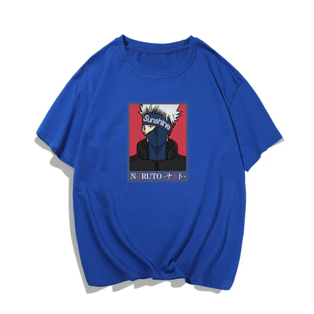 Naruto Graphic T-Shirt Light Blue Red Men Women Summer