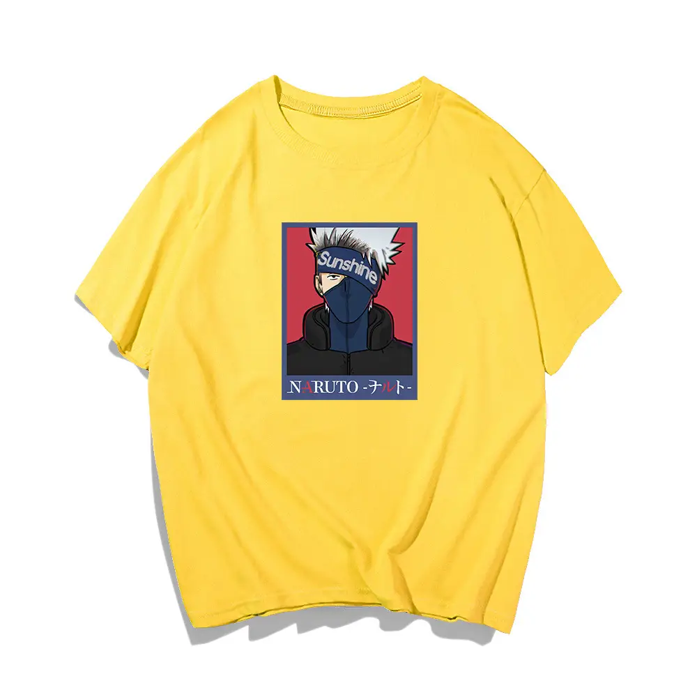 Naruto Graphic T-Shirt Light Blue Red Men Women Summer