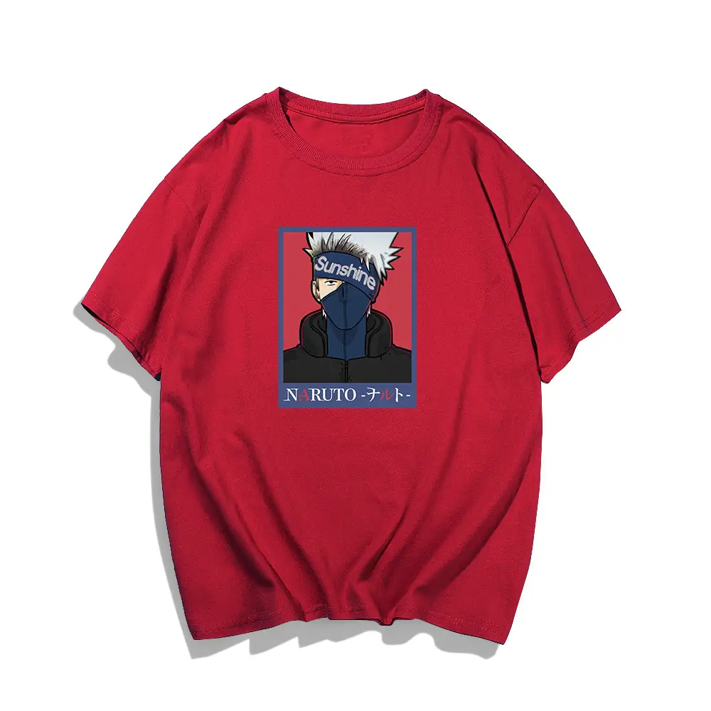 Naruto Graphic T-Shirt Light Blue Red Men Women Summer