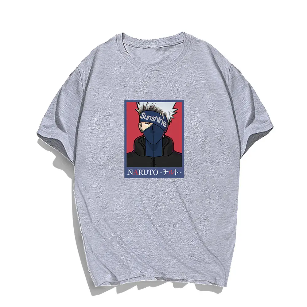 Naruto Graphic T-Shirt Light Blue Red Men Women Summer