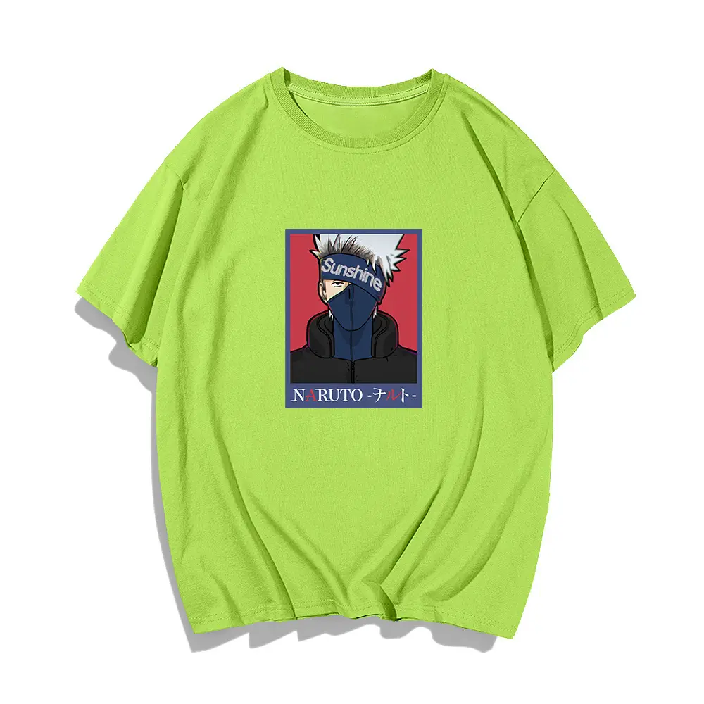 Naruto Graphic T-Shirt Light Blue Red Men Women Summer