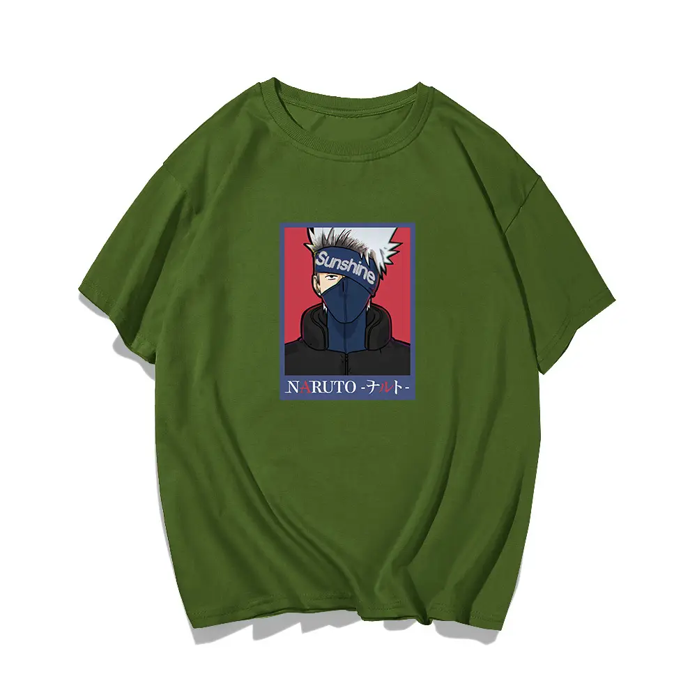 Naruto Graphic T-Shirt Light Blue Red Men Women Summer