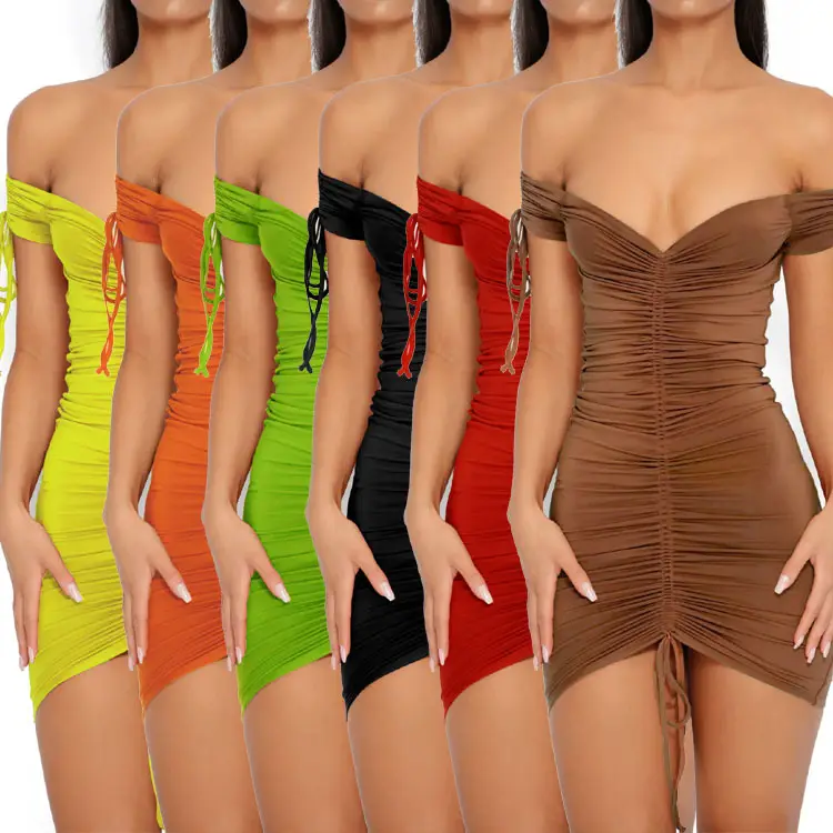 Brown Drawstring Hip Skirt Night Dress - Image 7