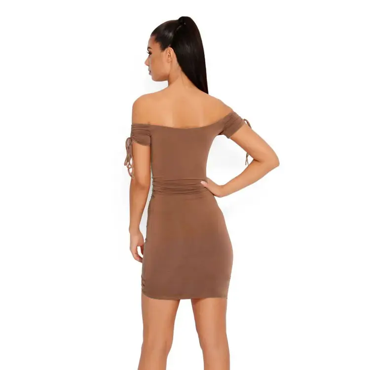 Brown Drawstring Hip Skirt Night Dress - Image 11