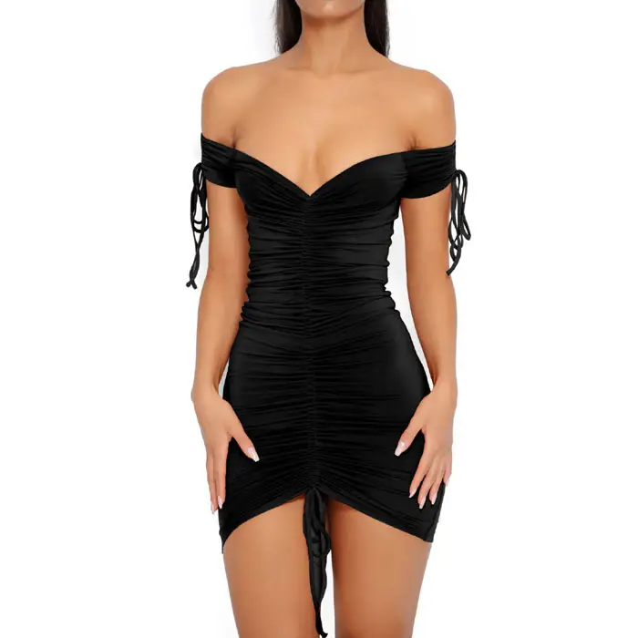 Brown Drawstring Hip Skirt Night Dress - Image 4