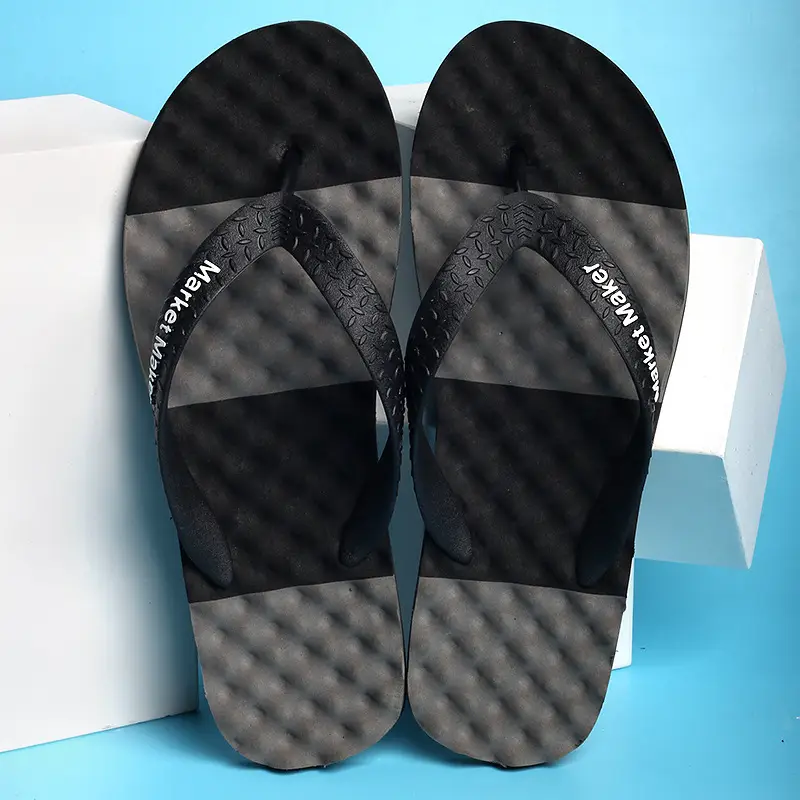Men's Black PVC Cross-Border Flip Flops Waterproof Sports