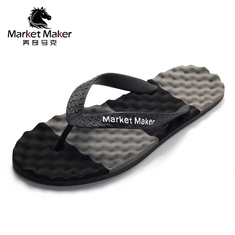 Men's Black PVC Cross-Border Flip Flops Waterproof Sports
