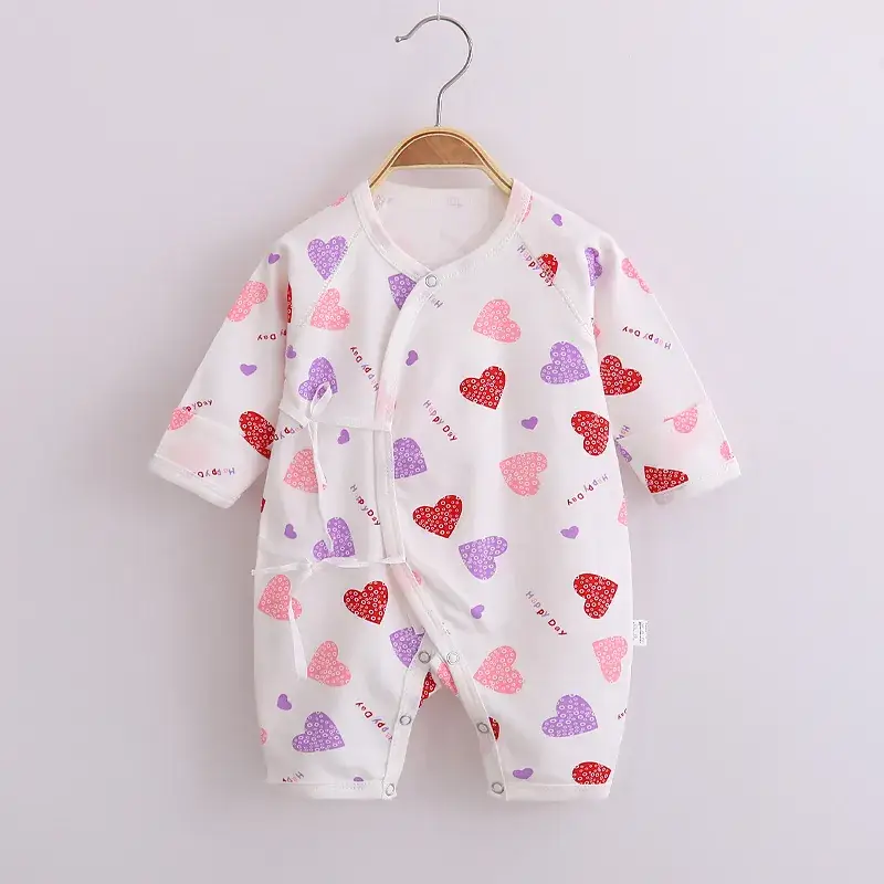 Baby Cotton Heart Print Long Sleeve Romper - Image 10