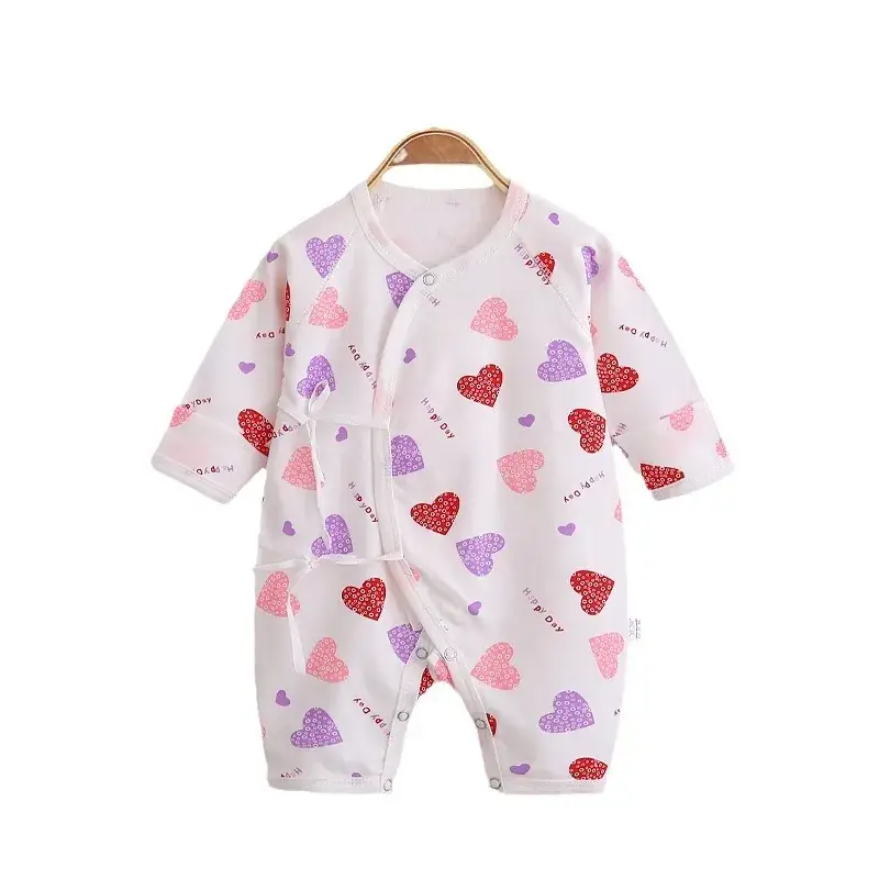 Baby Cotton Heart Print Long Sleeve Romper - Image 20
