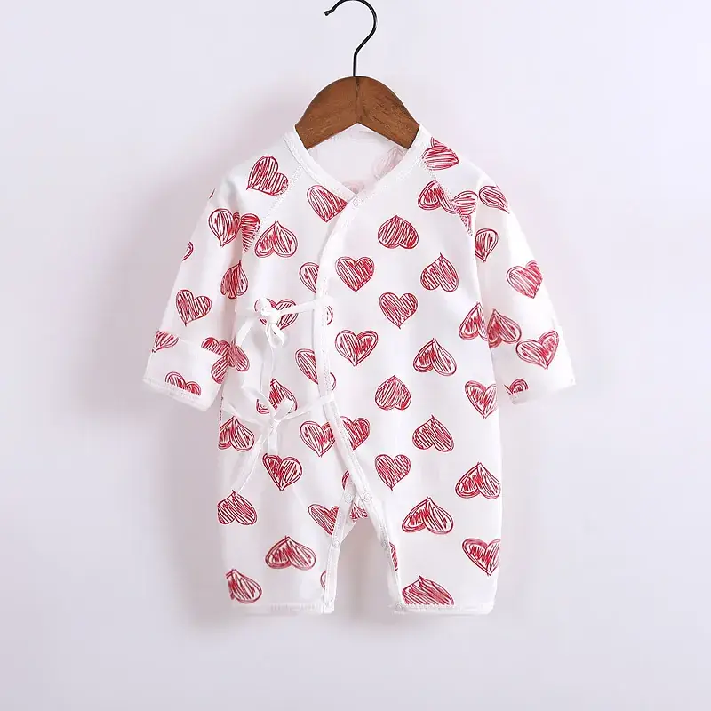 Baby Cotton Heart Print Long Sleeve Romper - Image 7