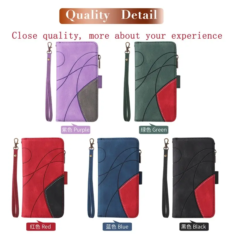 Two-Tone Stitched iPhone Case with 9-Carat Zipper & Card Slots - Image 8