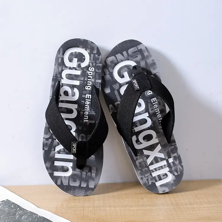 2024 Men's Blue Printed Flip Flops Casual Summer