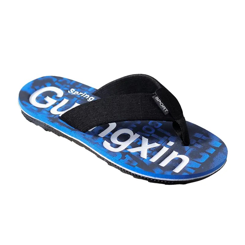 2024 Men's Blue Printed Flip Flops Casual Summer