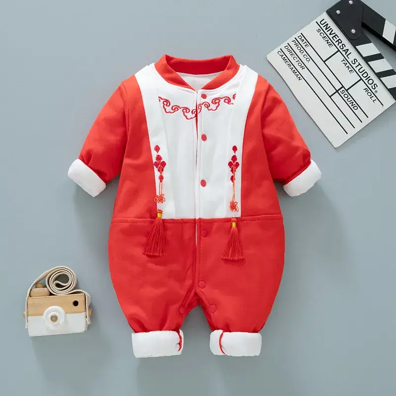 Red Quilted Baby One-Piece Warm One Piece Romper