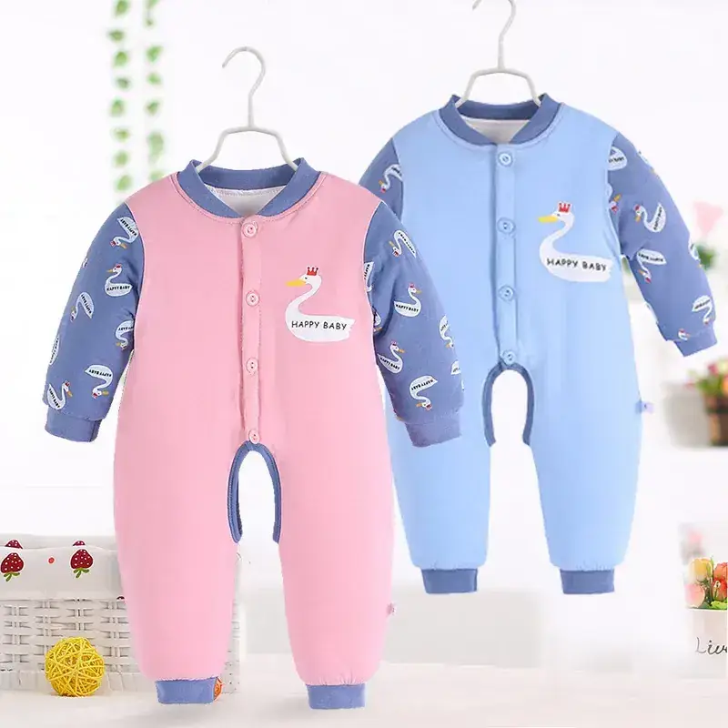 Baby Cotton Outfit Red Striped Warm Climbing Set - Image 12