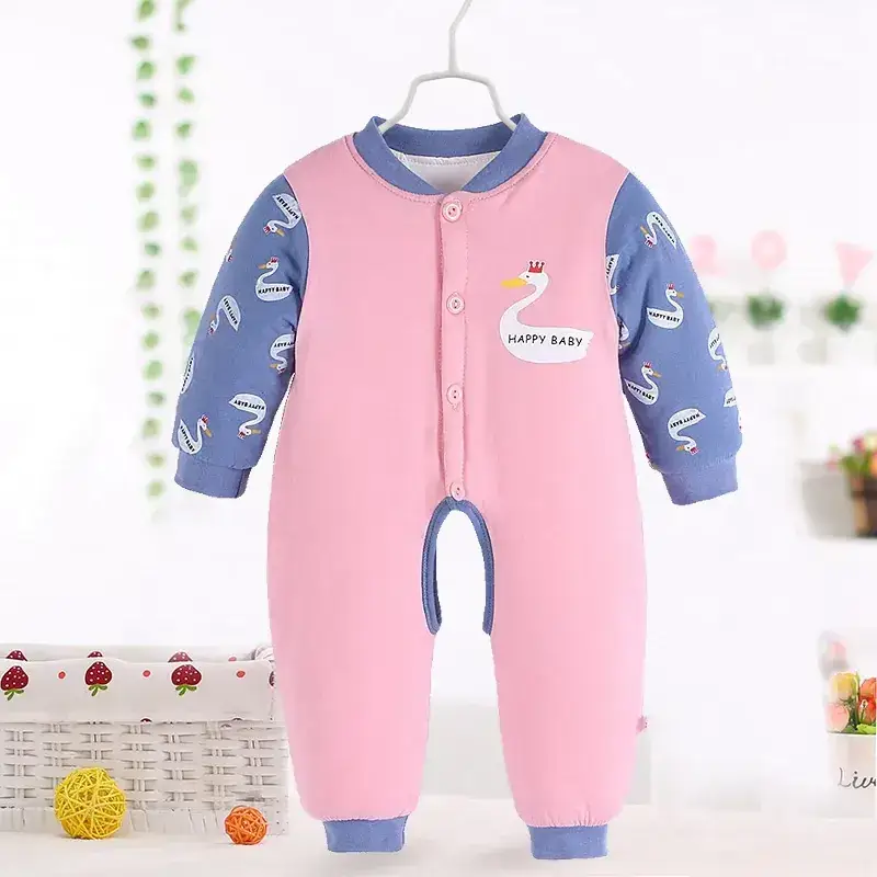 Baby Cotton Outfit Red Striped Warm Climbing Set - Image 2